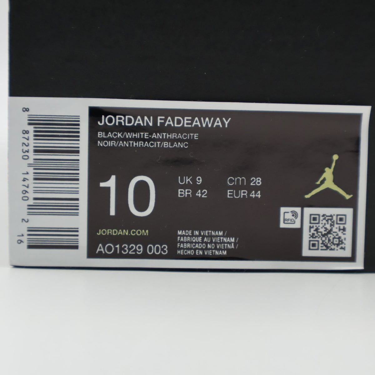 AO1329-003 Nike Jordan Fadeaway Black Anthracite White (Men's)