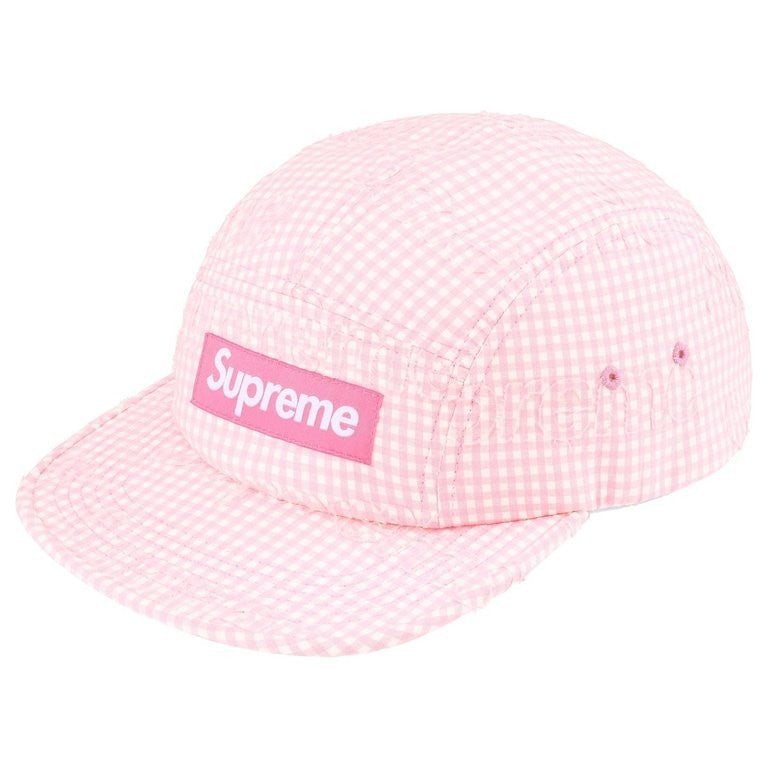 Supreme Monogram Gingham Camp Cap Pink