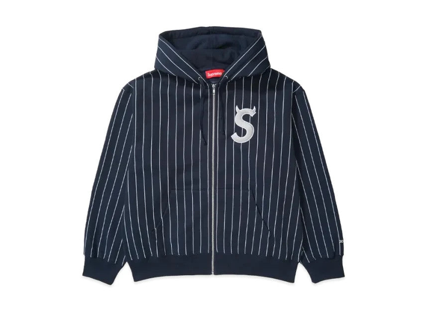 Supreme Devil S Logo Zip Up Hooded Sweatshirt "Stripe"