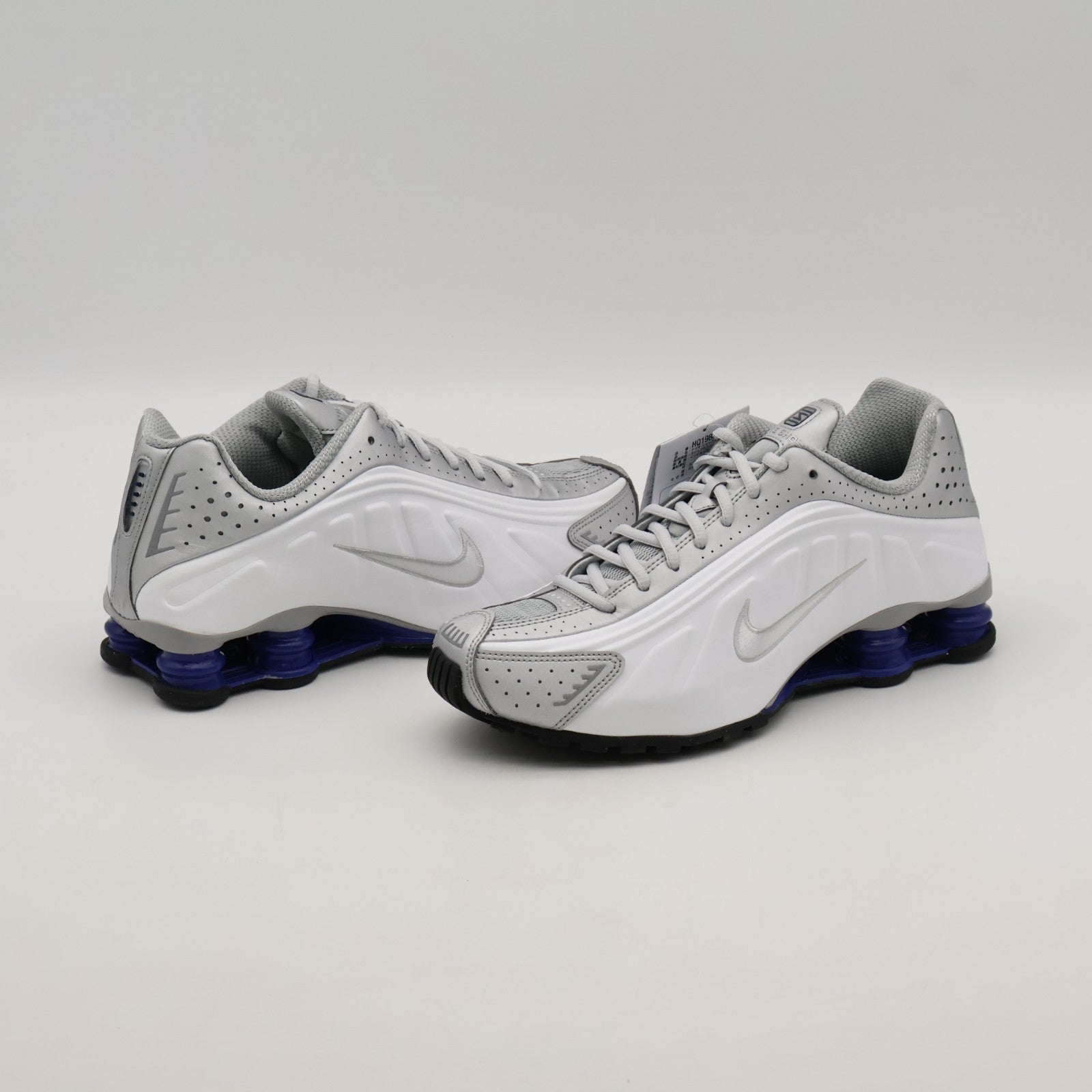HQ1988-102 Nike Shox R4 Metallic Silver White Deep Royal Blue (Men's)
