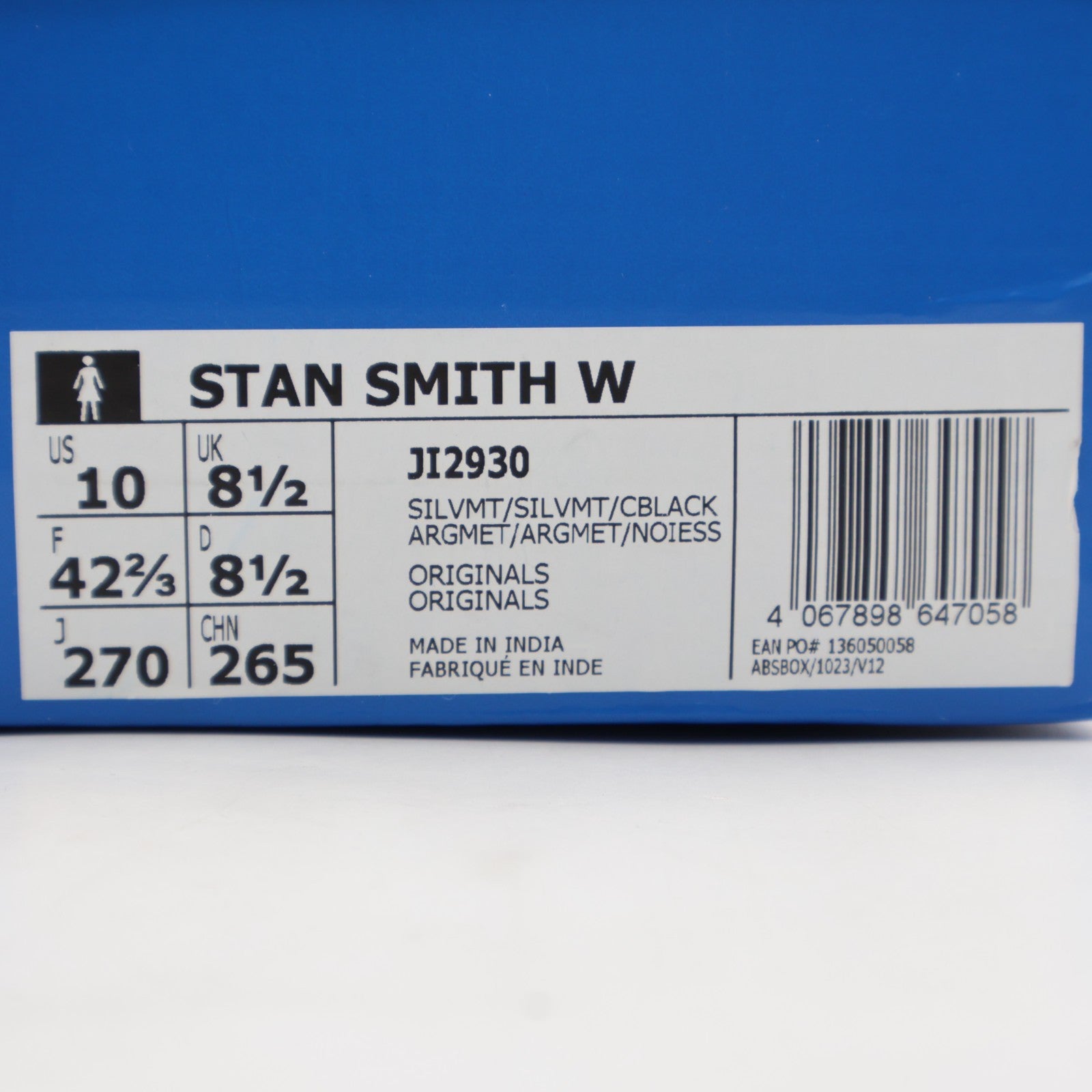 JI2930 adidas Originals Stan Smith Silver Metallic Core Black (Women's)