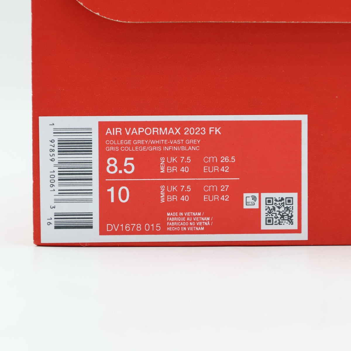 DV1678-015 Nike Air VaporMax 2023 Flyknit College Grey Vast Grey Racer (Men's)