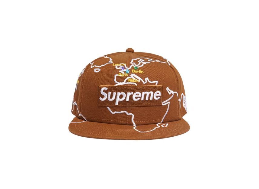 Supreme Worldwide Box Logo New Era Brown