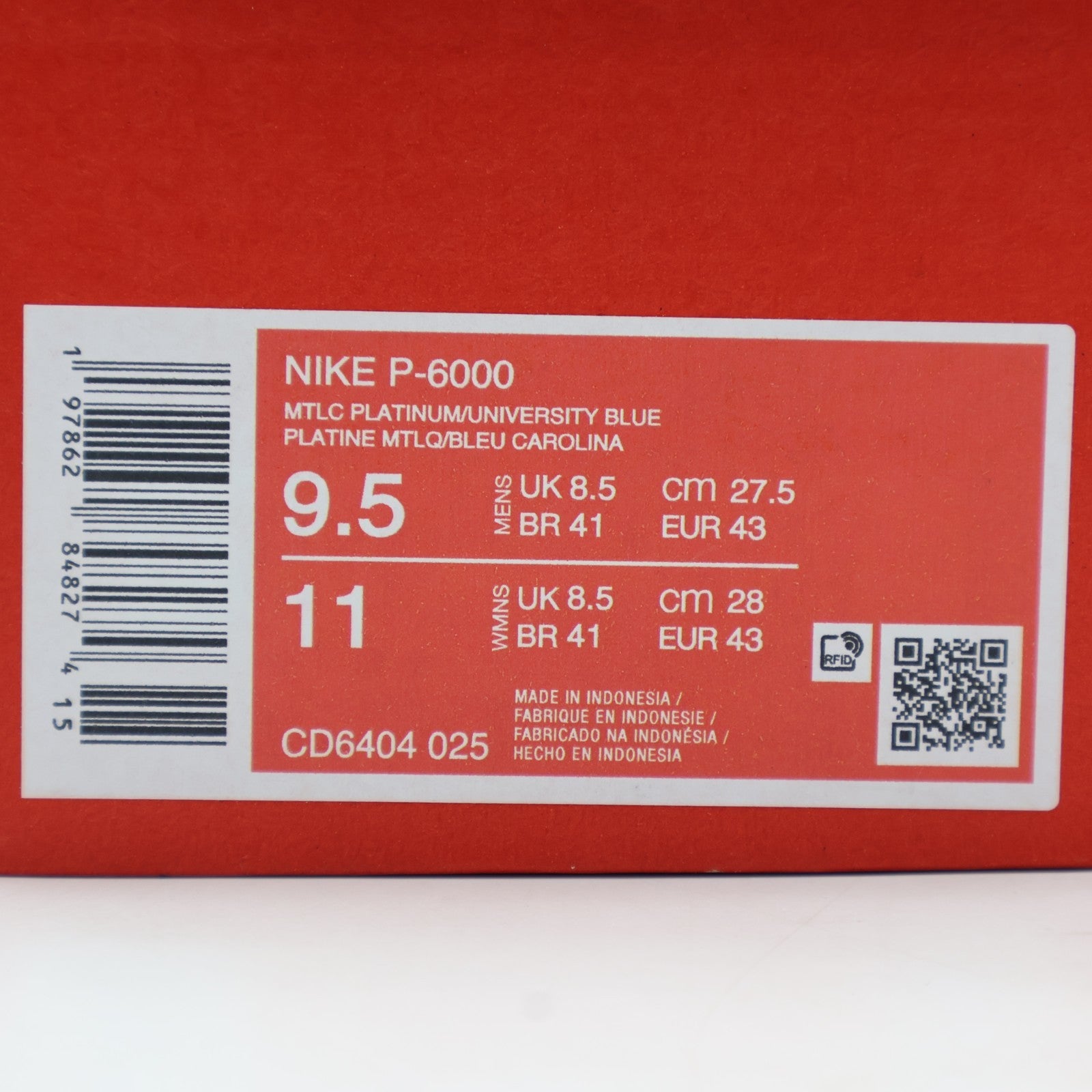 CD6404-025 Nike P-6000 Metallic Platinum Pure Platinum Metallic Silver (Men's)