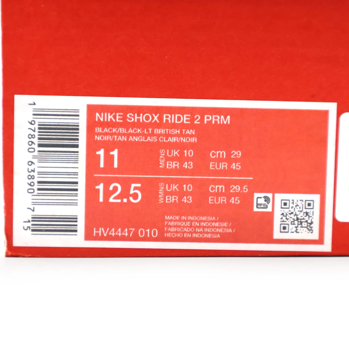 HV4447-010 Nike Shox Ride 2 Black and Light British Tan (Men's)