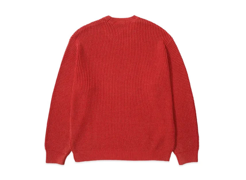 Supreme Washed Small Box Waffle Sweater "Red"