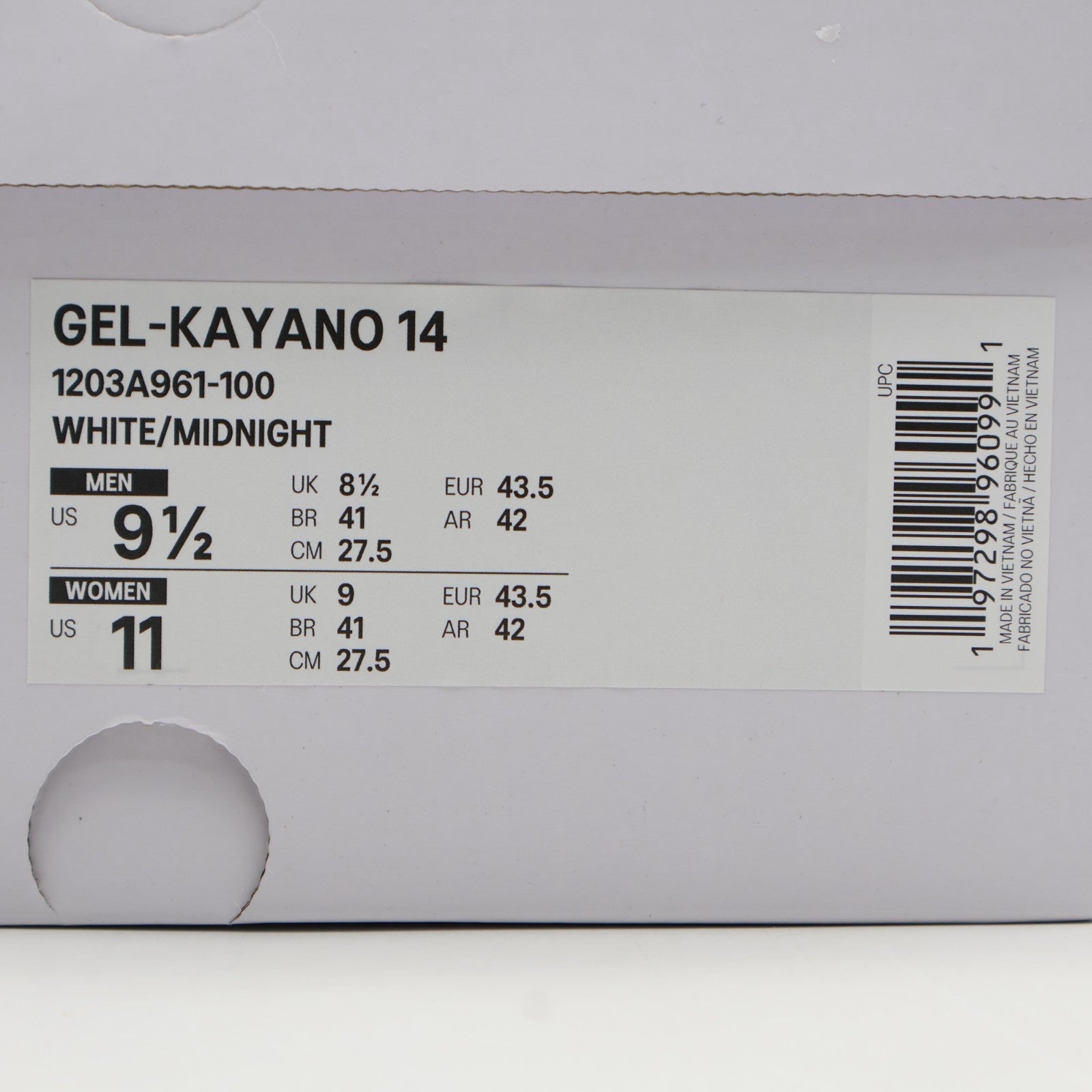 1203A961-100 JJJJound Ã Asics Gel-Kayano 14  White Midnight (Men's)