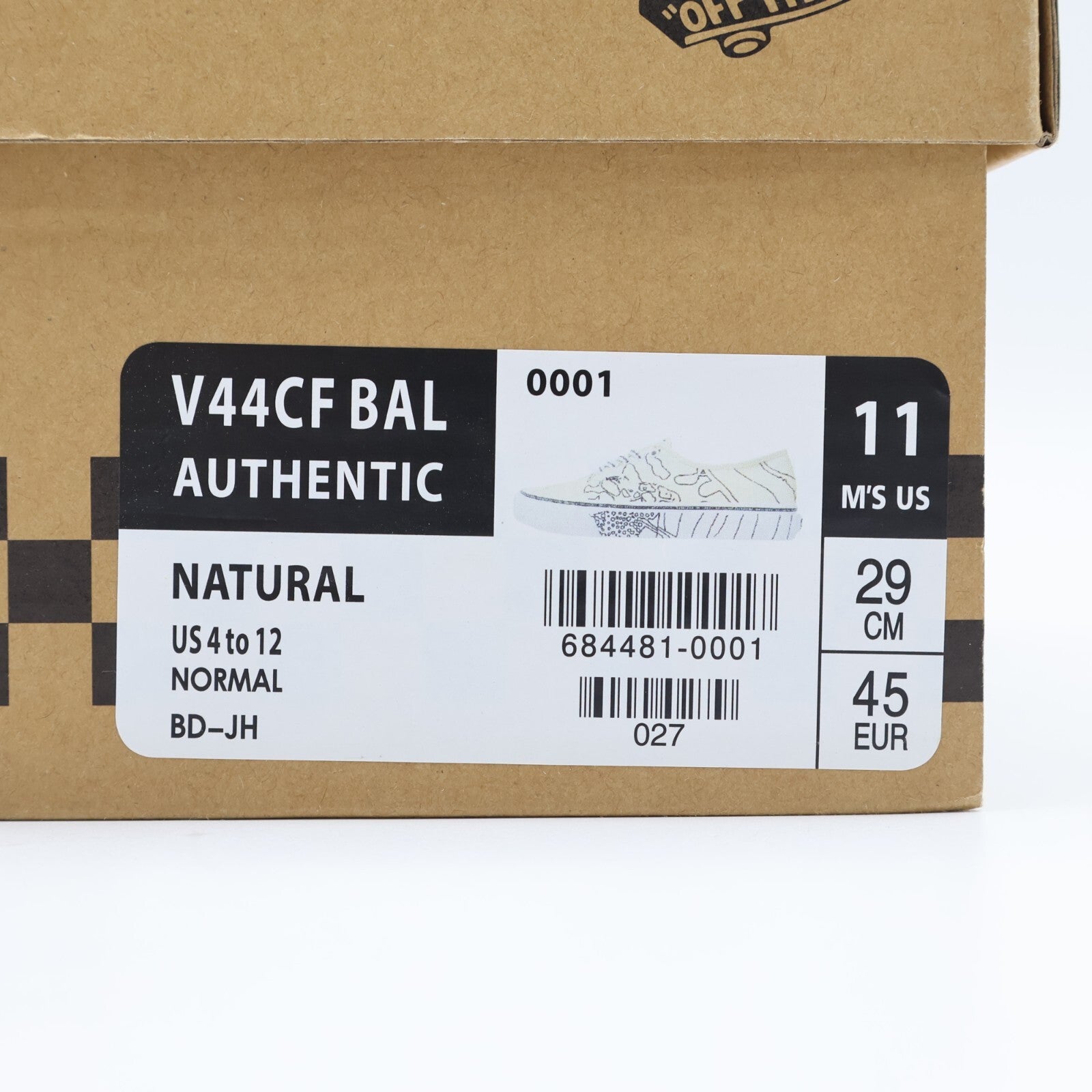 684481-0001 Bal Vans Authentic Natural Off White Line Drawing (Men's)