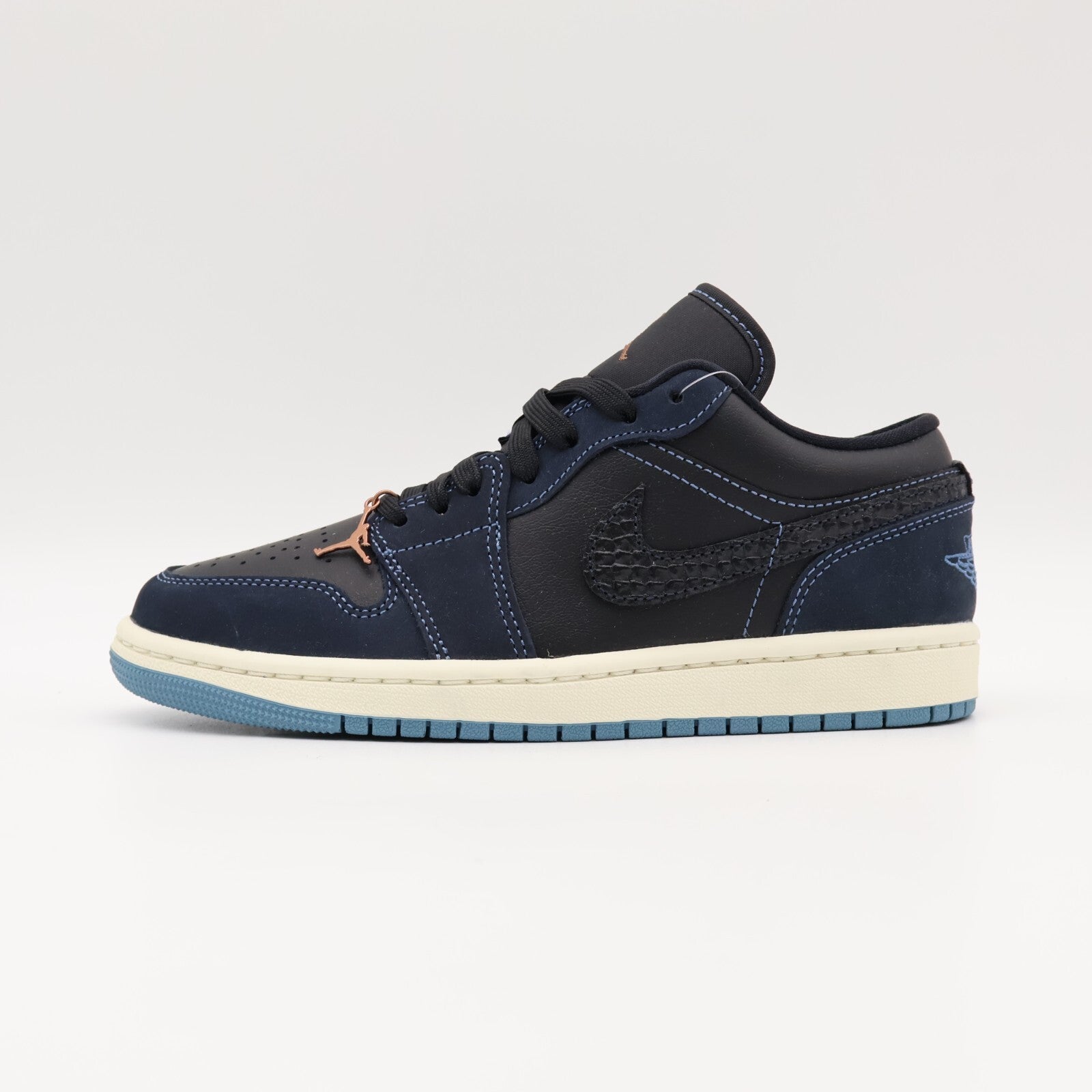 FJ5478-010 Nike Air Jordan 1 Low Navy Black Snakeskin Dark Obsidian (Women's)