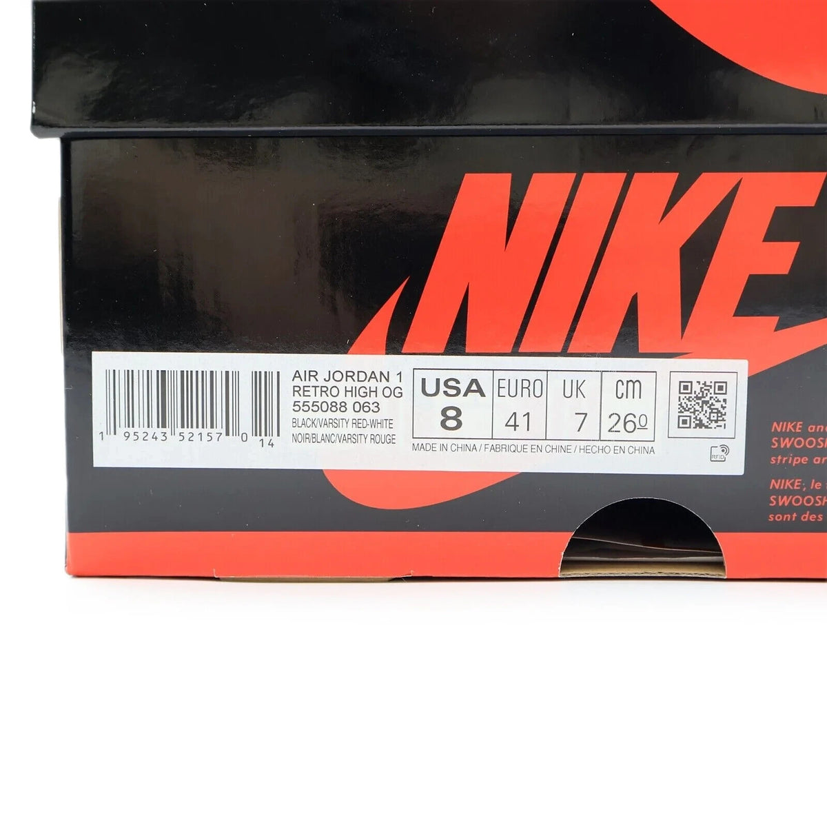555088-063 Nike Air Jordan 1 Retro High OG Patent Bred Varsity Red Black (Men's)