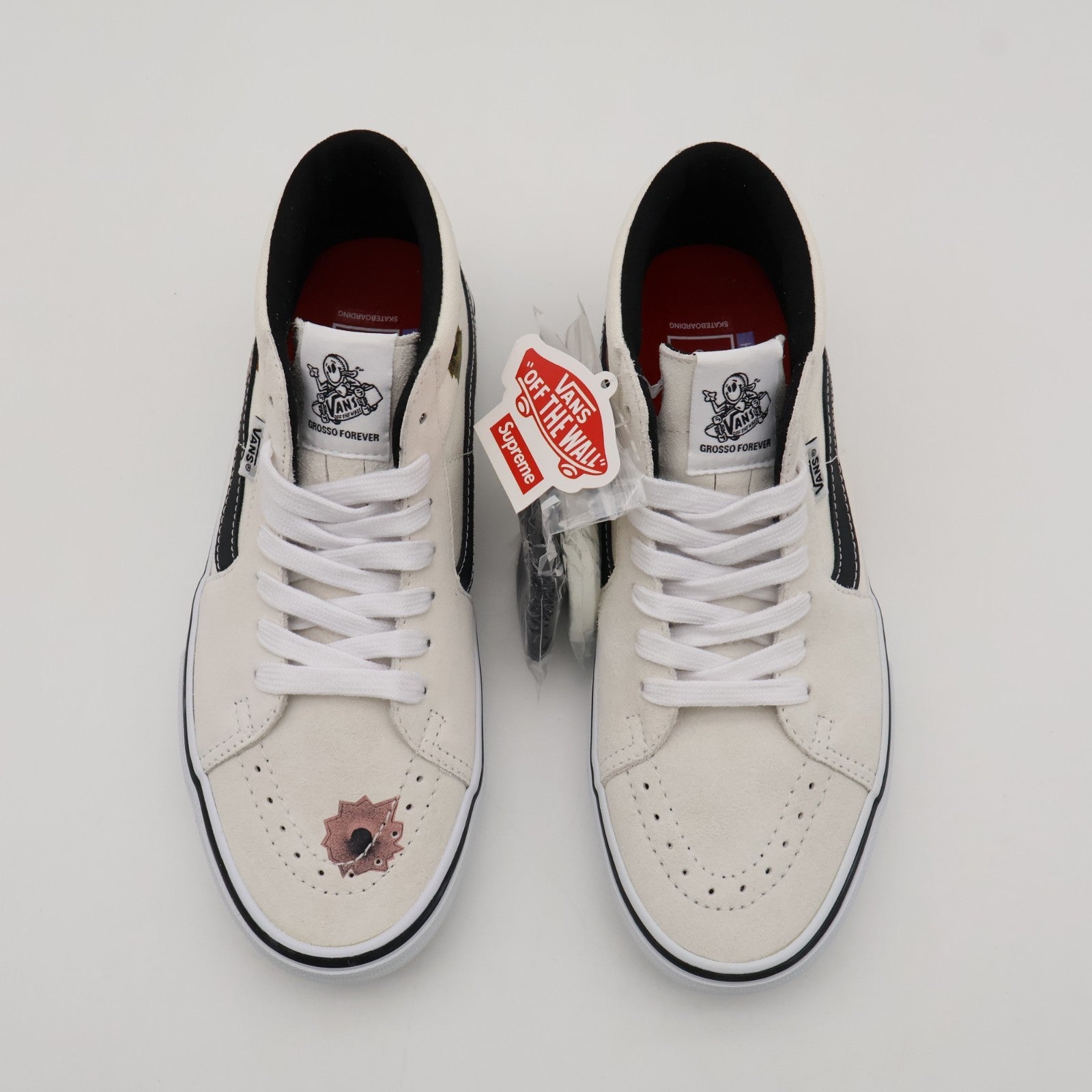 VN0A5KS1CRM Nate Lowman Supreme Vans Skate Grosso Mid Bullet Hole Natural (Men's