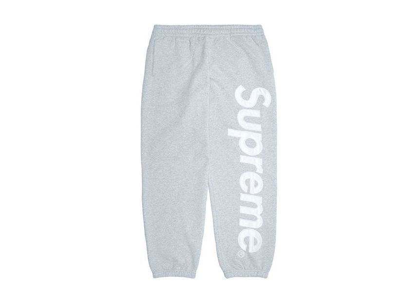 Supreme Satin Applique Sweatpant Heather Grey
