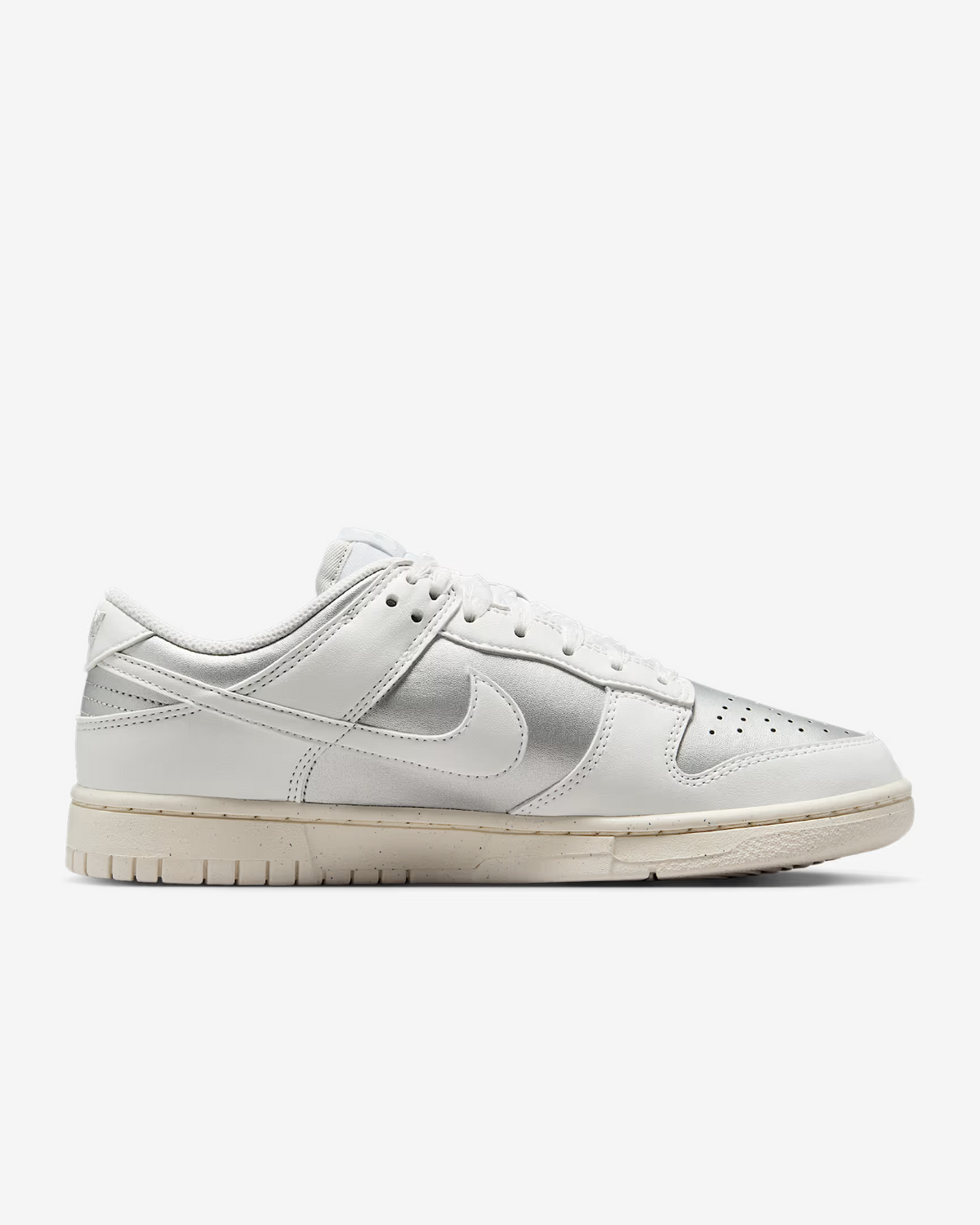 IB7311-001 Nike  Dunk Low Next Nature Metallic Platinum (Women's)