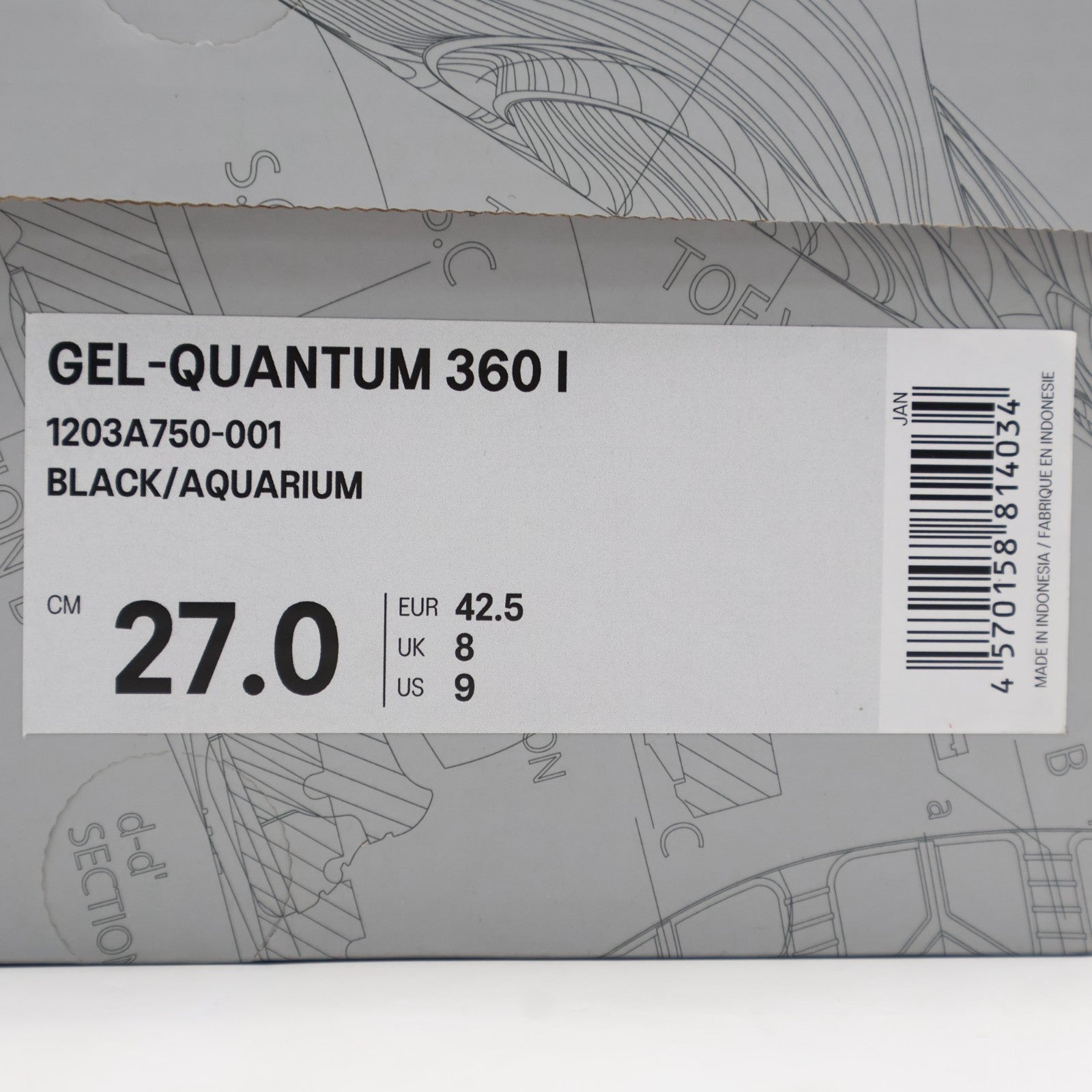 1203a750-001 Asics Gel-Quantum 360 1 Black Aquarium (Men's)