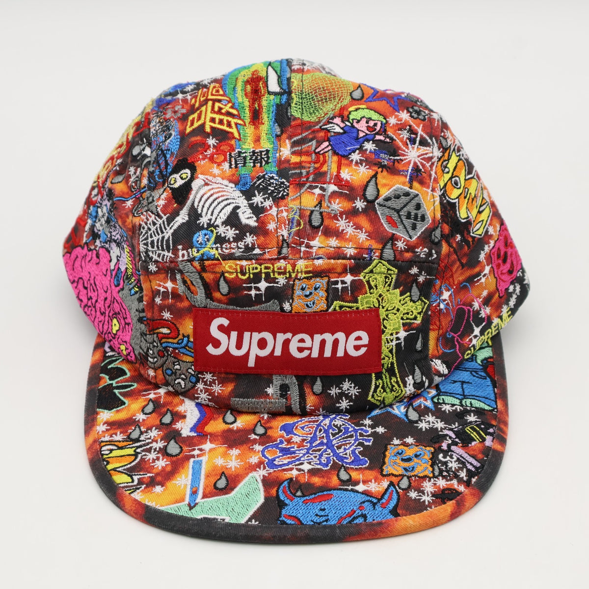 Supreme AOI Embroidered Camp Cap Flames