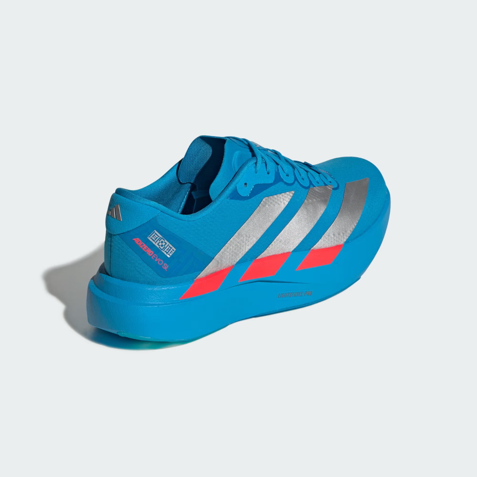 JR2023 adidas Adizero EVO SL Woven Solar Blue Silver Metallic Lucid Red (Men's)