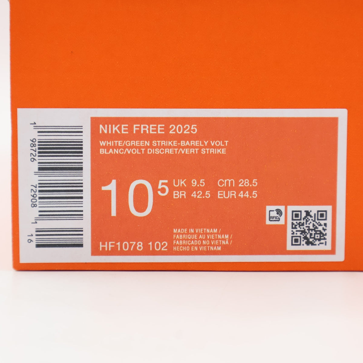 HF1078-102 Nike Free 2025 White Barely Volt Green Strike (Men's)