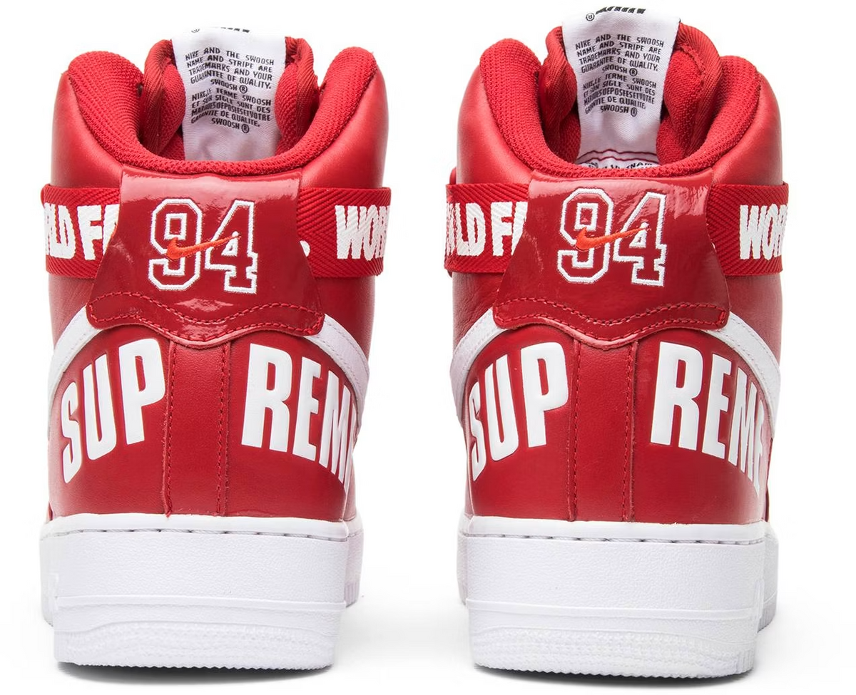 698696-610 Supreme Ã Nike Air Force 1 High World Famous "Red" (Men's)