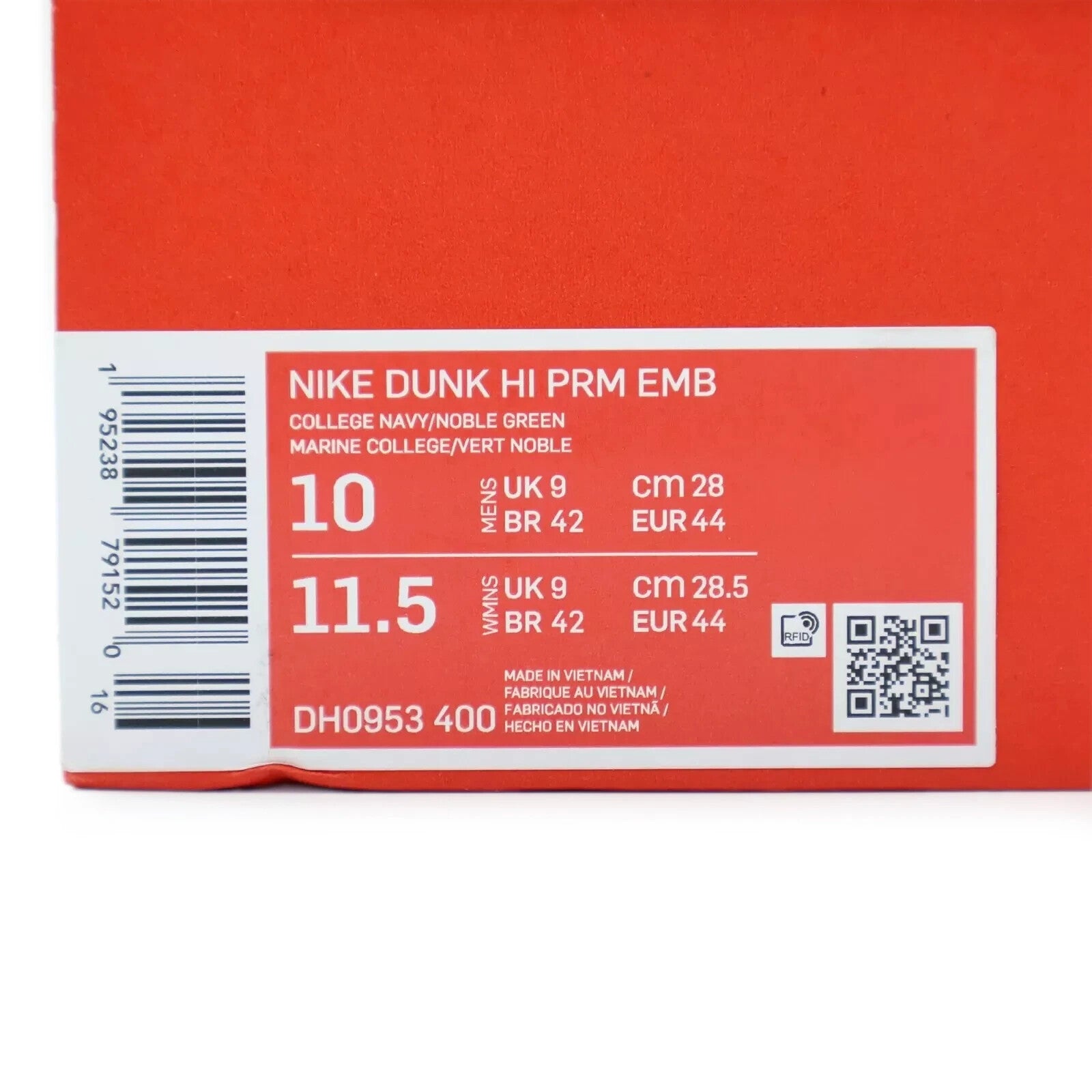 DH0953-400 Nike Dunk High EMB College Navy Sports Specialties Green (Men's)