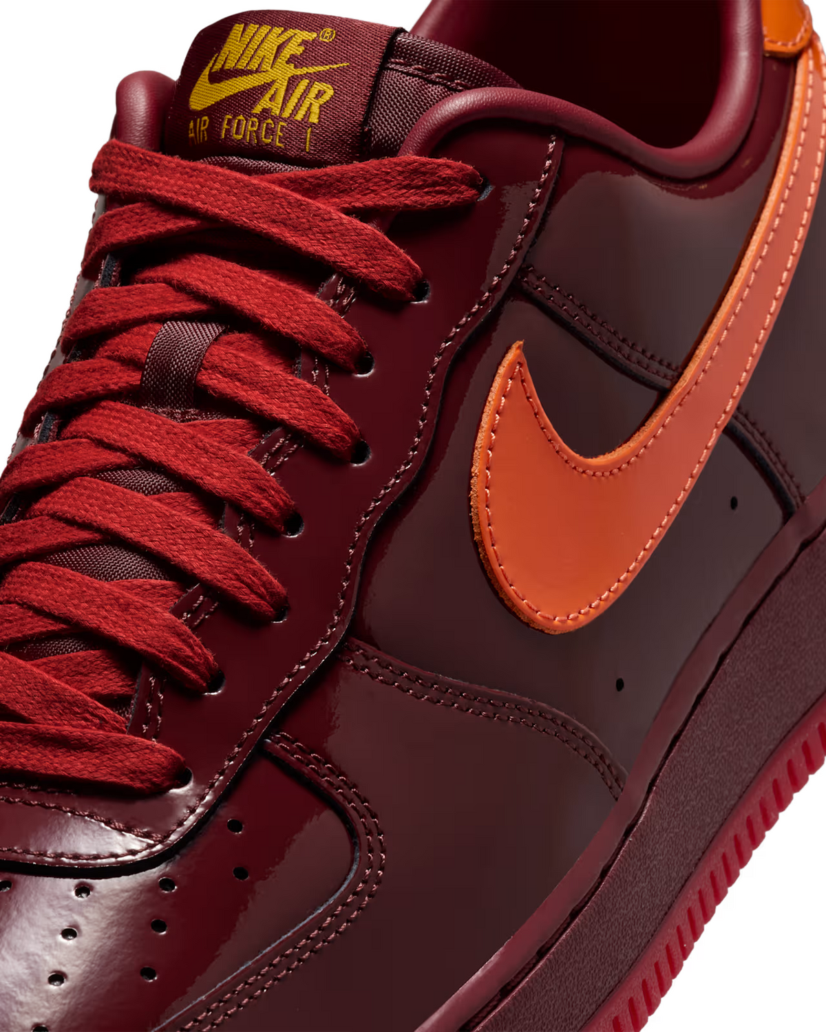 IO4489-601 Nike Air Force 1 Low Patent Leather Dark Team Red Safety (Men's)