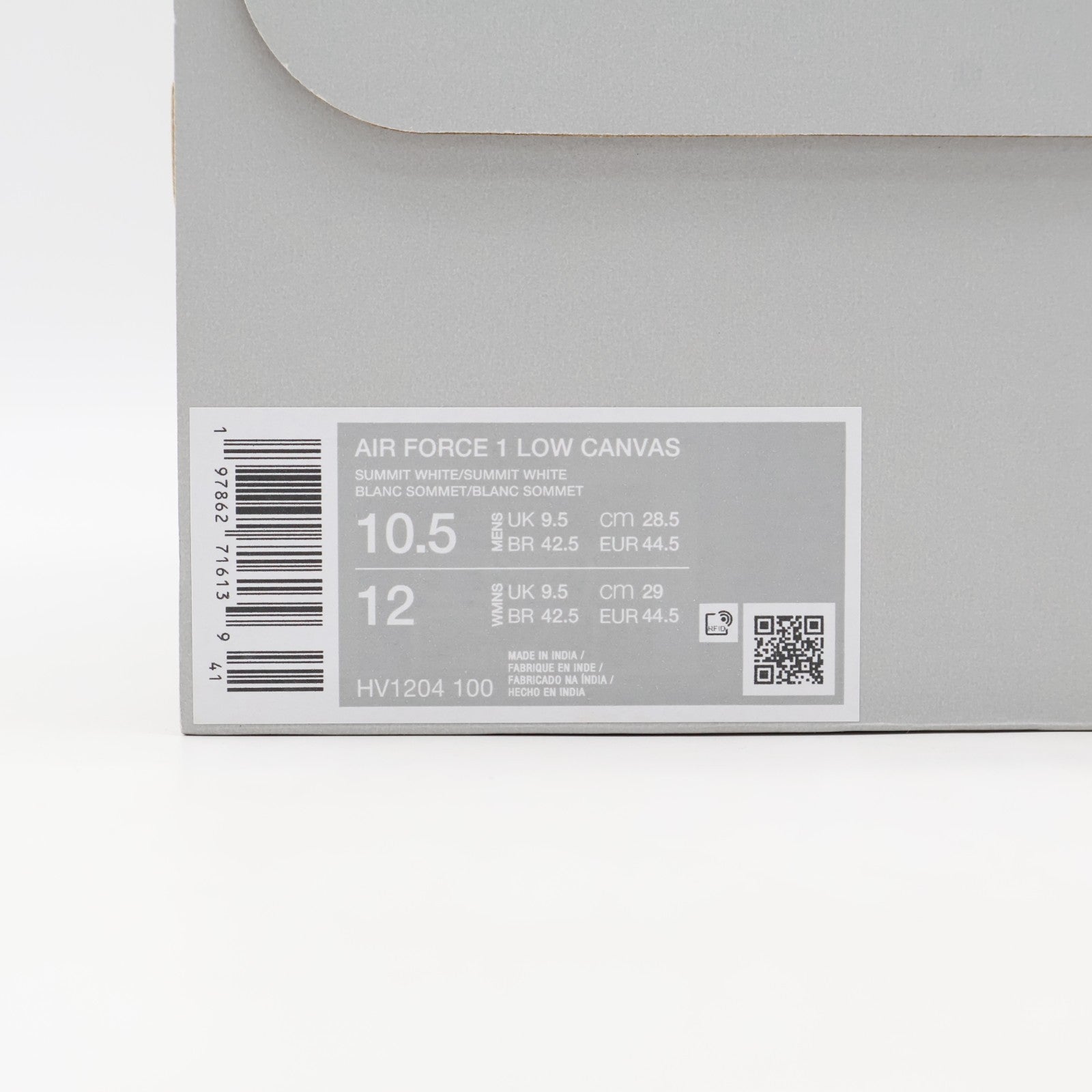 HV1204-100 Nike Air Force 1 Low Canvas Triple White (Men's)