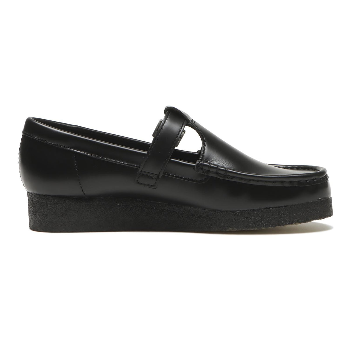 26183765 Clarks Wallabee T Bar Black High Shine Leather ( Men's )