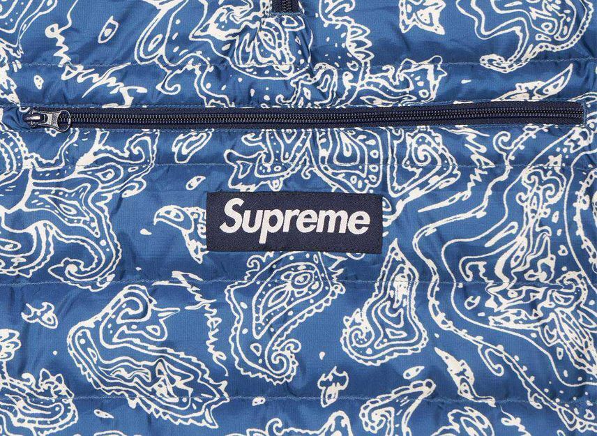 Supreme Micro Down Half Zip Hooded Pullover Blue Paisley