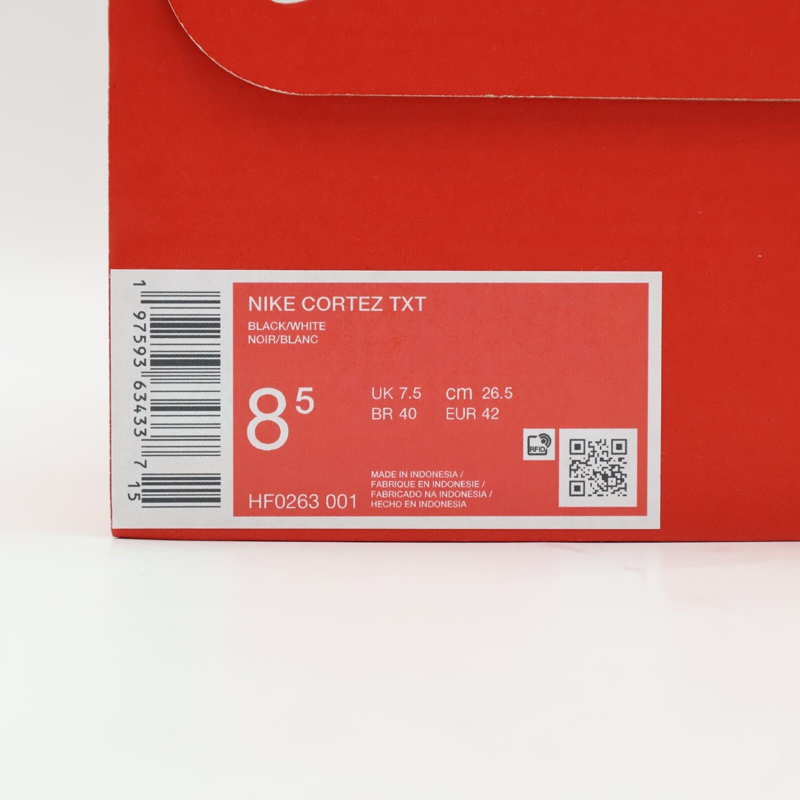 HF0263-001 Nike Cortez TXT Black White (Men's)