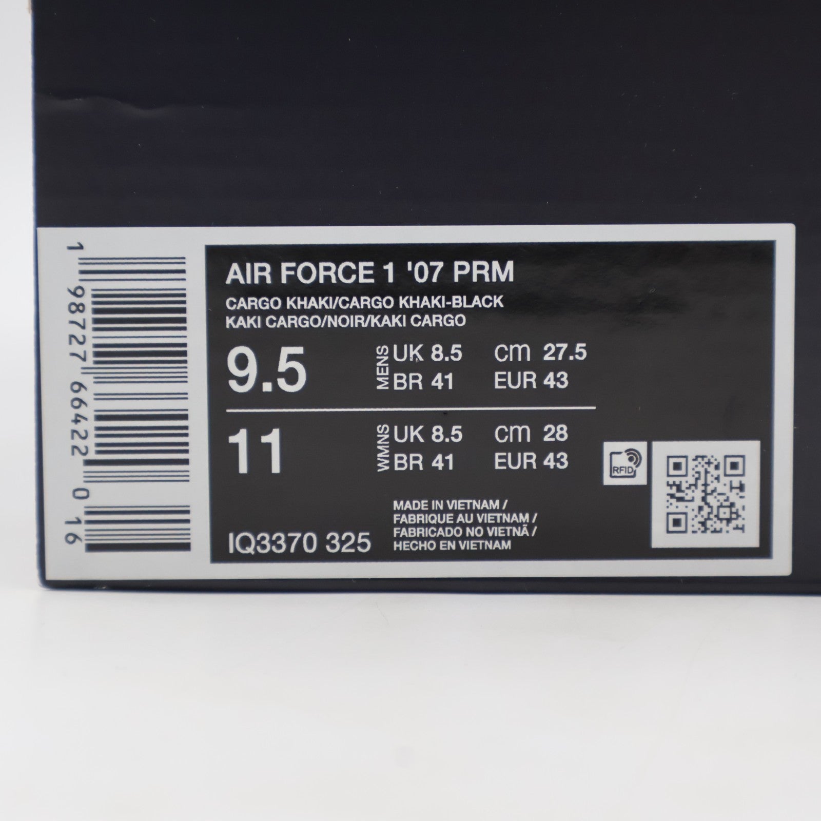 IQ3370-325 Nike Air Force 1 07 Low Morse Code Croc Cargo Khaki (Men's)