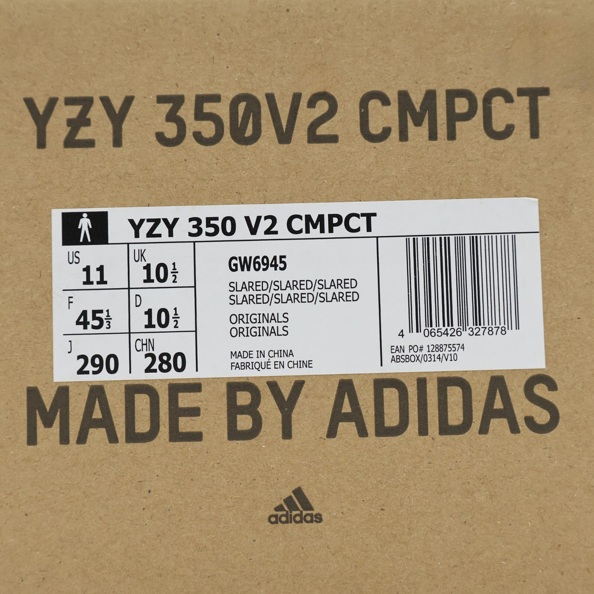 GW6945 Adidas Yeezy 350 V2 CMPCT Slate Red Cherry Crimson Vermilion (Men's)