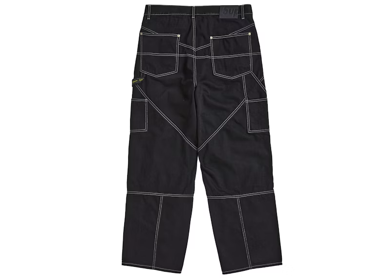 Supreme Contrast Stitch Double Knee Painter Jean Black