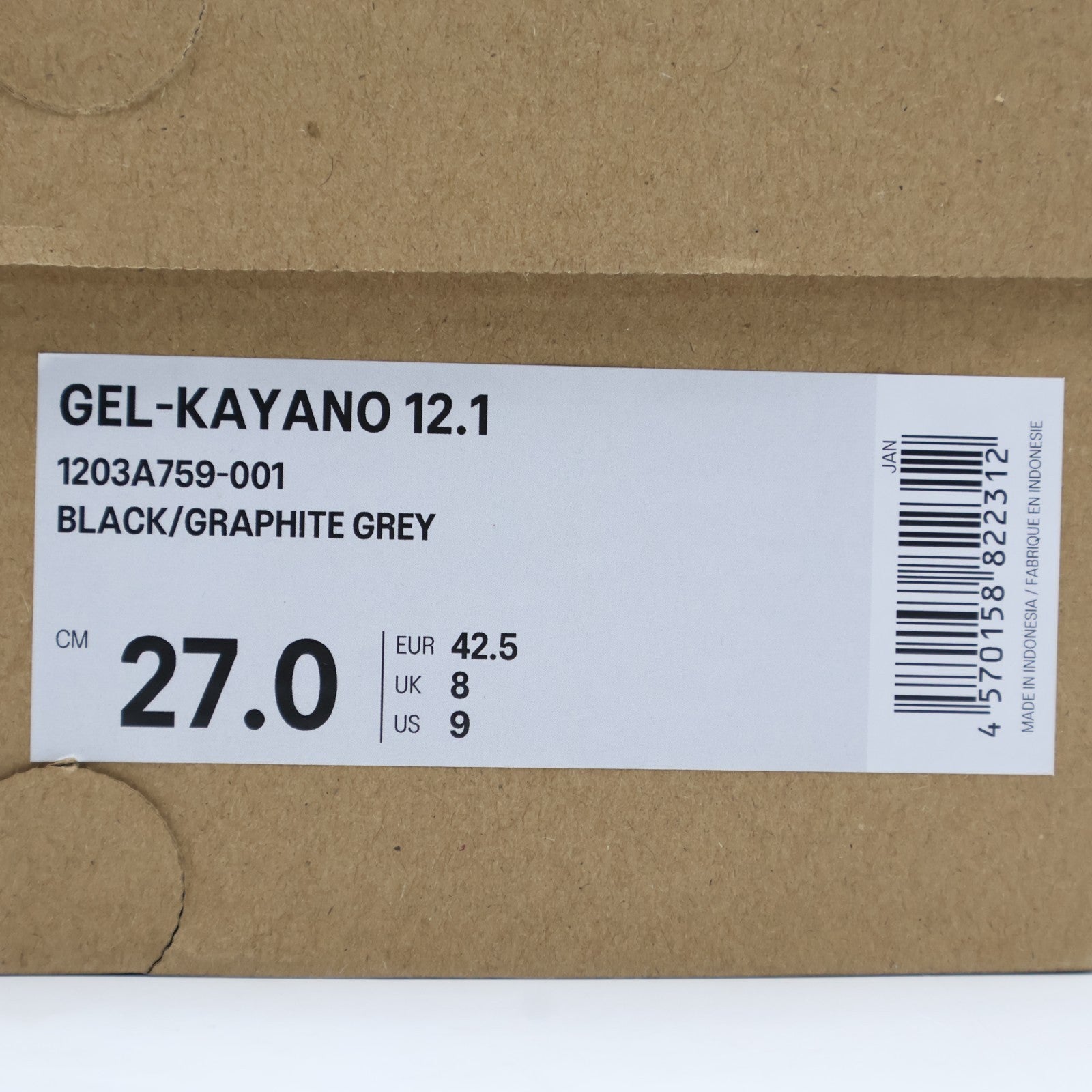 1203A759-001 Asics GEL-KAYANO 12.1 BLACK GRAPHITE GREY (Men's)