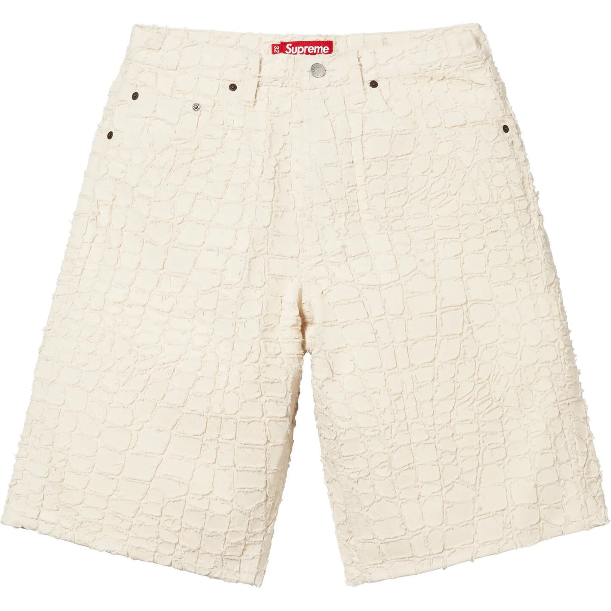 Supreme Frayed Croc Baggy Denim Short Natural