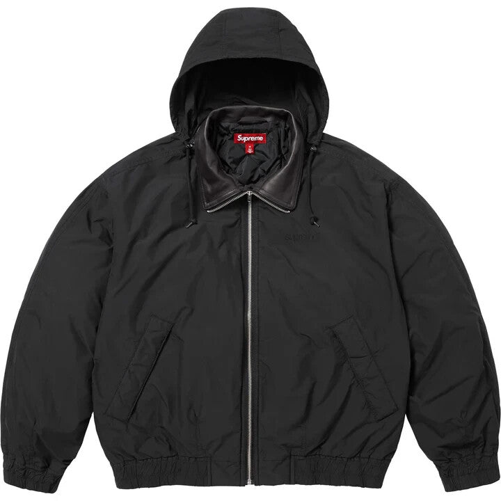 Supreme Leather Collar Utility Jacket Black