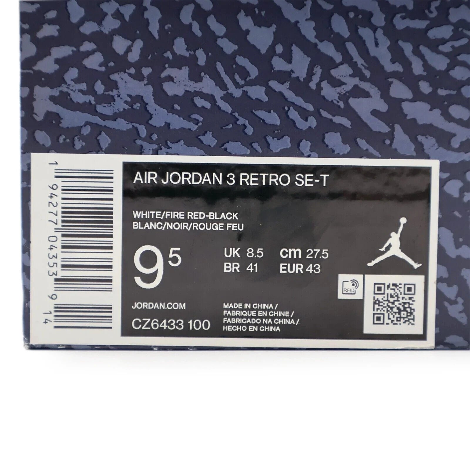 CZ6433-100 Nike Air Jordan 3 Retro White SE-T CO JP Fire Red Denim (Men's)