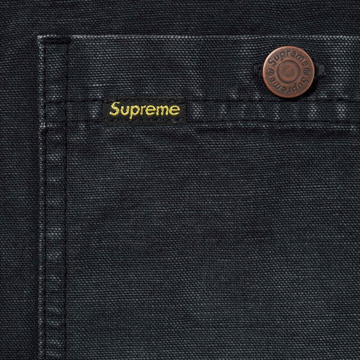 Supreme Worn Hooded Chore Coat Black