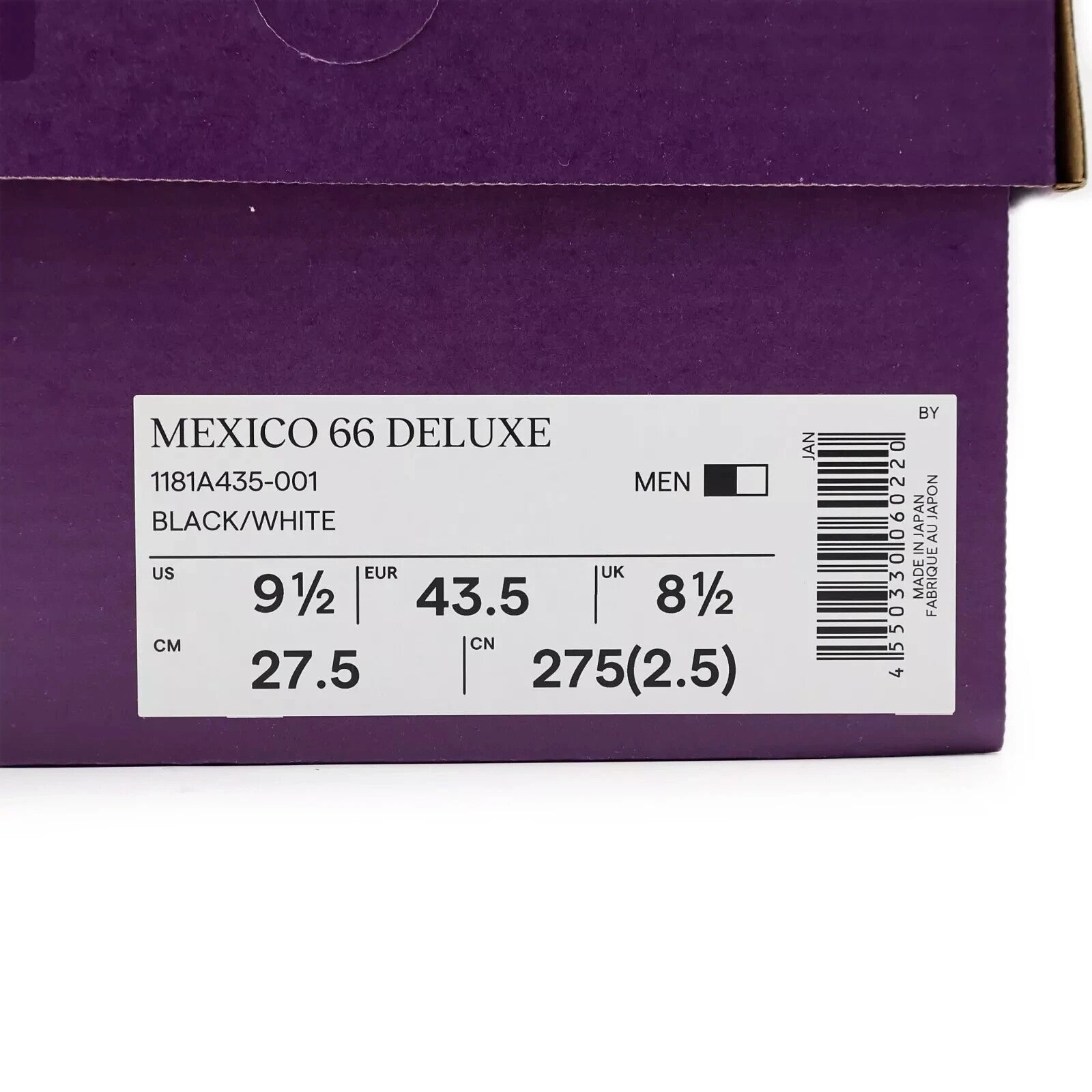 1181A435-001 Onitsuka Tiger NIPPON MADE Mexico 66 Deluxe Black White (Men's)