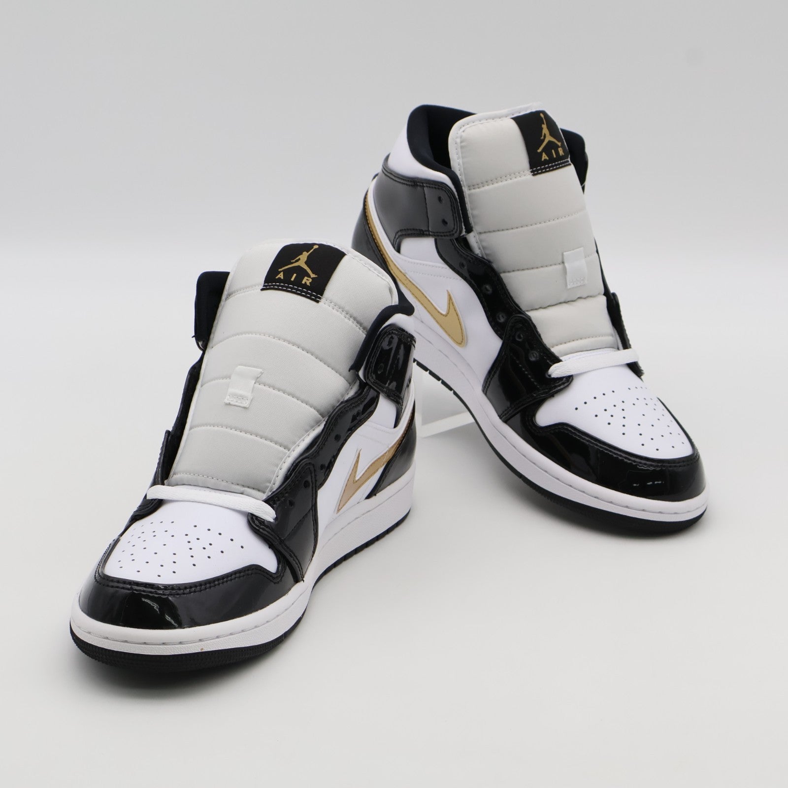 852542-007 Nike Air Jordan 1 Mid SE Metallic Gold Patent Black White (Men's)