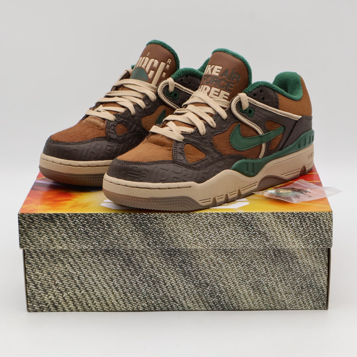 HQ0260-201 NIGO Nike Air Force 3 Low Baroque Brown Pecan Heel Logo NIGO (Men's)