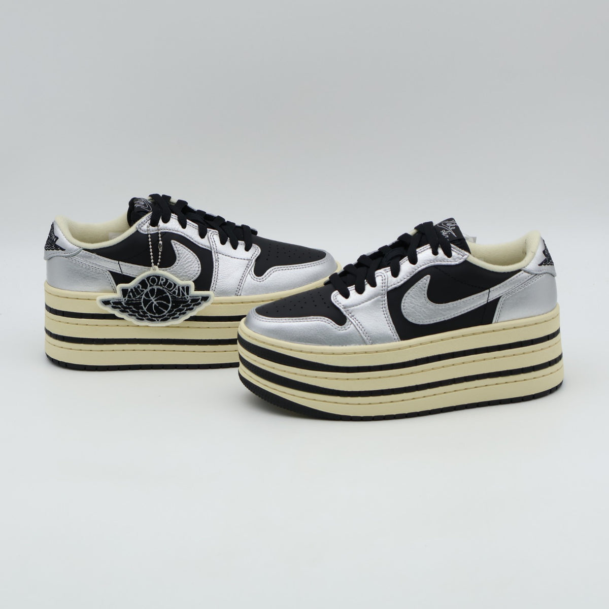 HV8288-001 Nike Air Jordan 1 Triple Stack "Metallic Silver/Black" (Women's)