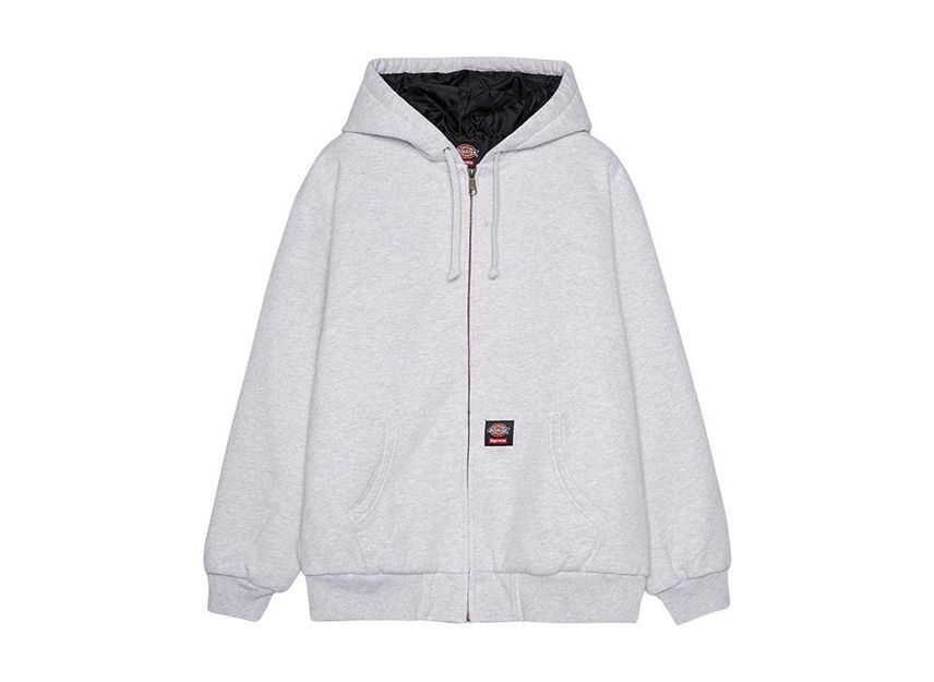 Supreme x Dickies Quilted Lined Zip Up Hooded Sweatshirt Ash Grey