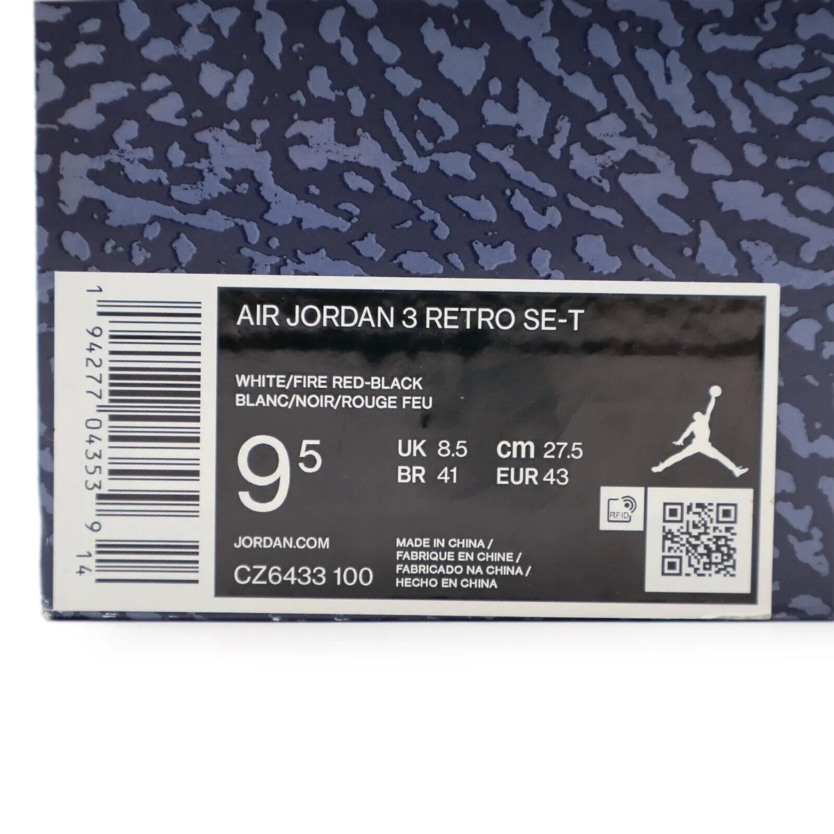CZ6433-100 Nike Air Jordan 3 Retro White SE-T CO JP Fire Red Denim (Men's)
